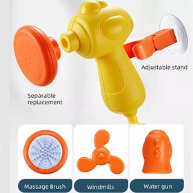 تصویر دوش حمام نوزاد 10 تکه طرح جوجه دوش شارژی نوزاد با وسایل حمام