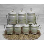 تصویر سرویس پاسماوری 7 پارچه مدل اورانوس گل پنبه استند فلزی برند Aria کد 10445 