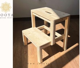 تصویر چهار پایه چوبی دو طبقه 