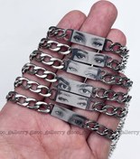 تصویر دستبند حک چشم استیل رنگ ثابت با زنجیر کارتیه 