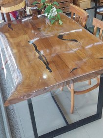 تصویر میز نهارخوری مدرن چوبی 6 نفره مدل روستیک چوب گردو Modern Wooden Dining Table 6 Person Rustic Walnut Wood Model