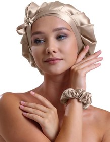 تصویر کلاه خواب ساتن نرم ضد حساسیت سبززمردی 