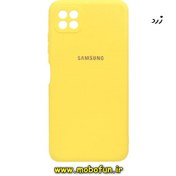 تصویر قاب گوشی Galaxy A22 5G سامسونگ سیلیکونی های کپی زیر بسته محافظ لنز دار زرد کد 64 