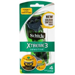 تصویر تیغ اصلاح مردانه 3 تیغه مدل Xtreme 3 Sensitive شیک بسته 4 عددی Schik