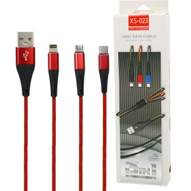 تصویر کابل 3 سر فست شارژ XS023 2A 1.2m XS023 3in1 Fast Data Cable