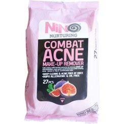 تصویر دستمال مرطوب نینو NINO بسته 27 عددی مناسب پوست دارای آکنه makeup remover nino 27 pcs combat Acne