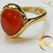 تصویر انگشتر نگین عقیق یمنی طلا تاج ماه 