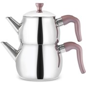 تصویر ست کتری و قوری (1.6 و 1 لیتری) متوسط مایا رزگلد Karaca Maya Orta Karaca Maya Orta İndüksiyon Tabanlı Çaydanlık Takımı