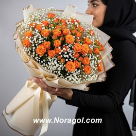 تصویر دسته گل رز مینیاتوری نارنجی 