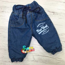 تصویر شلوار لی کودک لاینر دار داخل خز طرح نیویورک 