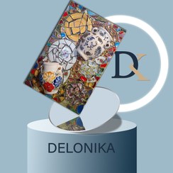 تصویر تابلو کلاژ 3 بعدی کاشی و سفال (طرح رنگ‌های گرم) 