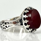 تصویر انگشتر نقره مردانه با سنگ عقیق سرخ 