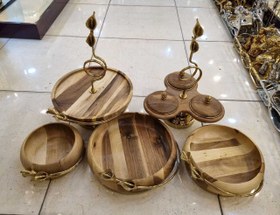 تصویر سرویس پذیرایی چوبی برنجی گل لیلیوم کد wood-liliom00 