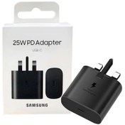 تصویر شارژر ۲۵ وات اصلی سامسونگ همراه با کابل و تبدیل مرکان Samsung originall 25w adapter with cable