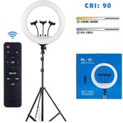 تصویر رینگ لایت 18 اینچ مدل RL-18 با سه پایه Live Stream Holder RL-18 Ring Light