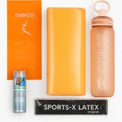 تصویر پک کامل یوگا و پیلاتس ۴ تکه مدل Orange (مت، قمقمه، مینی‌باند و پاوربند) 