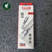 تصویر کابل شارژ USB به تایپ سی ZMAX فنر دار 6 آمپر 