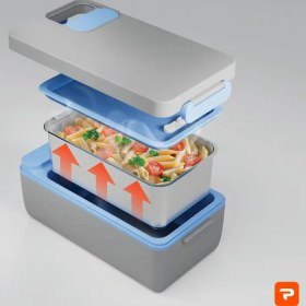 تصویر ظرف غذای گرم‌کن پرتابل پاورولوژی مدل PLBF818GYBL ظرفیت ۱ لیتر 