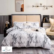 تصویر سرویس ملحفه ماربل سفید 