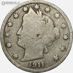 تصویر سکه 5 سنت قدیمی آمریکا 1911 (Liberty ـ آزادی) 