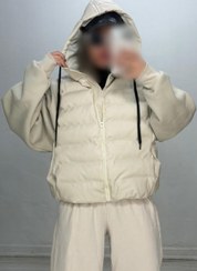 تصویر کاپشن ترکیبی چرم و دورس 