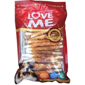 تصویر تشویقی سگ بالغ لاومی طرح استخوان دور پیچ مرغ ۴۰۰ گرمی | Love Me Dog Chicken Breast Treats For Dogs 