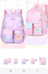 تصویر کوله پشتی دخترانه رنگین کمان با جنس طلق 