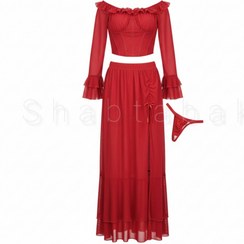 تصویر ست فانتزی آستین دار و دامنی بلند کد 2247 