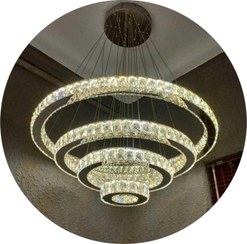 تصویر لوستر سقفی کریستالی حلقه ای4طبقه کد00268 Crystal ring ceiling chandelier, 4 floors, code 00268