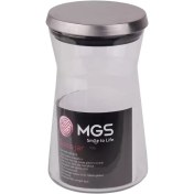 تصویر جاحبوباتی شیشه ای با درب استیل MGS 900CC ، کد B900S 
