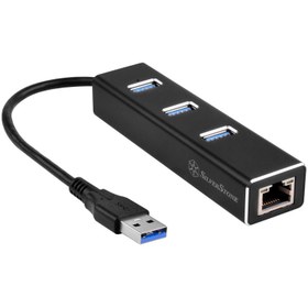 تصویر هاب 3 پورت USB 3.0 سیلوراستون مدل EP04 مشکی هاب لپ تاپ USB 3 سیلوراستون مشکی