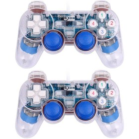 تصویر دسته بازی اکسون مدل USB-208B با سیم دوبل شوکدار 