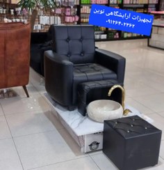 تصویر پدیکور آرایشگاهی همراه با شیرآلات و سنگ 