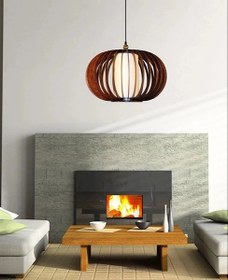 تصویر چراغ آویز چوب طرح قفس مسینا Z1 pendant lamp Z1