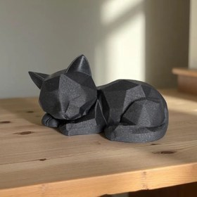 تصویر دکوری طرح گربه Cute Sleeping Low Poly Kitten 