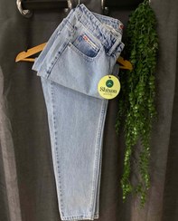 تصویر شلوار جین برش مام رنگ ابی روشن بدون زاپ Jeans