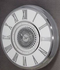 تصویر ساعت دیواری فلزی آرتمیس وسط چرخشی کد ۲۰۴۴ - سیلور صفحه سفید Artemis Metal Wall Clock No.2044