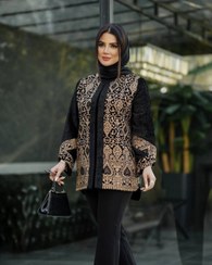 تصویر کت مزونی مخمل یقه گرد سایز ۳ 