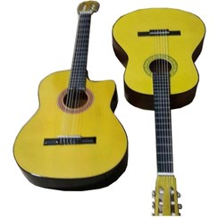 تصویر گیتار کلاسیک رنگ زرد مارک CLASSIC همراه با سافت کیس ضدضربه و پیک(مضراب گیتار ) 