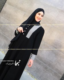 تصویر مانتو عبایی مشکی حریر اسود مدل حلما مزون نجما - مشکی / Black Manto Abaya (Helma)