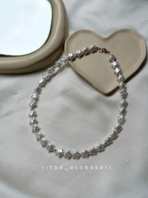 تصویر گردنبند سه لاین دخترانه مدل ستاره های صورتی 