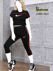 تصویر ست کراپ شلوارک ورزشی زنانه NIKE کد 004 NIKE womens sports crop and shorts set code 004