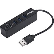 تصویر هاب USB 2.0 سه پورت وکارت خوان ایکس پی مدل hc834 