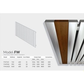 تصویر رادیاتور استیل افقی دیما رادیاتور، 15 پره مدل FW7415 