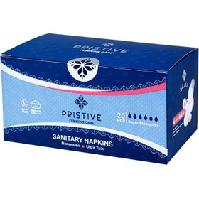 تصویر نوار بهداشتی خیلی نازک سایز بزرگ پریستیو 20 عددی PRISTIVE Ultra Thin Sanitary Napkins, Large, 20 pcs