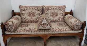 تصویر ست 6 تکه پشتی سنتی ترمه طرح نسترن رنگ 