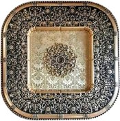 تصویر گل سقفی دور لوستری زیرلوستری مربع 80*80 سانتی سپاهان سقف مدل دینا کد(404) - سفید / طلایی Square Ceiling Medallion for Chandelier – Model Dina Code 404 – 80x80 cm – Sepahan Saghf