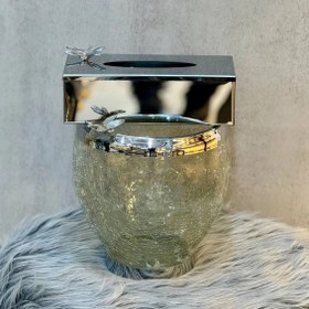 تصویر سطل و جادستمال آبگز نقره ای 