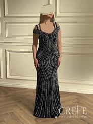 تصویر لباس مجلسی زنانه ماکسی دالقیچ مروارید دوزی 