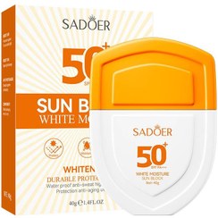 تصویر کرم ضد آفتاب بدون رنگ صورت سادور spf50 مدل DURABLE محافظ PA+++,UVA،UVB مناسب برای انواع پوست وزن 40 گرم 